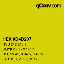 Código de color: HEX #D4D207 | qconv.com
