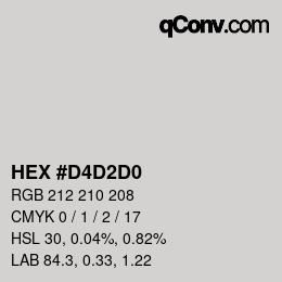 カラーコード: HEX #D4D2D0 | qconv.com