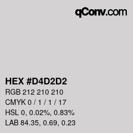 カラーコード: HEX #D4D2D2 | qconv.com