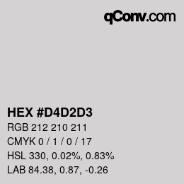 Farbcode: HEX #D4D2D3 | qconv.com