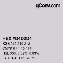 颜色代码: HEX #D4D2D4 | qconv.com