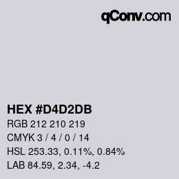 カラーコード: HEX #D4D2DB | qconv.com