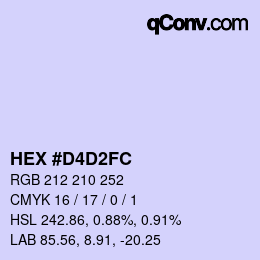 颜色代码: HEX #D4D2FC | qconv.com
