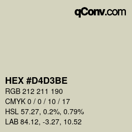カラーコード: HEX #D4D3BE | qconv.com
