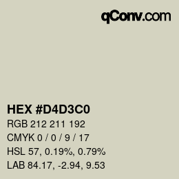 Farbcode: HEX #D4D3C0 | qconv.com