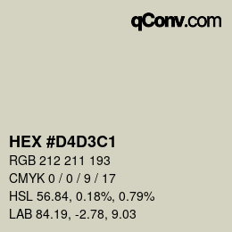 Color code: HEX #D4D3C1 | qconv.com