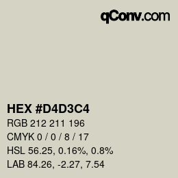 Color code: HEX #D4D3C4 | qconv.com