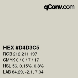 Color code: HEX #D4D3C5 | qconv.com
