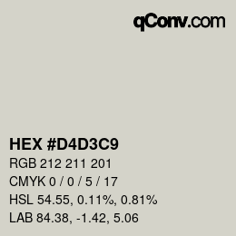 Color code: HEX #D4D3C9 | qconv.com