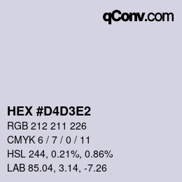 カラーコード: HEX #D4D3E2 | qconv.com
