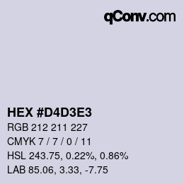 Color code: HEX #D4D3E3 | qconv.com