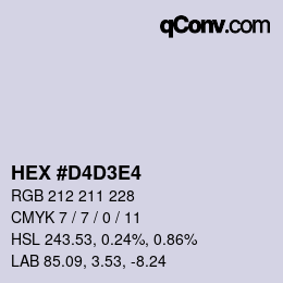 Farbcode: HEX #D4D3E4 | qconv.com