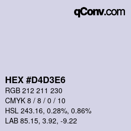カラーコード: HEX #D4D3E6 | qconv.com