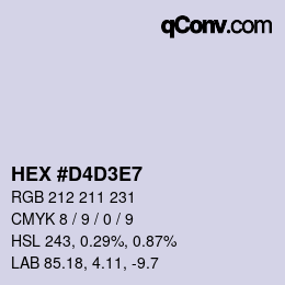カラーコード: HEX #D4D3E7 | qconv.com