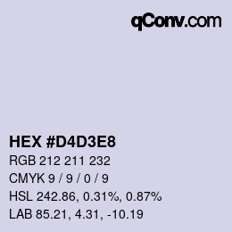 Color code: HEX #D4D3E8 | qconv.com