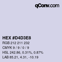 カラーコード: HEX #D4D3E8 | qconv.com