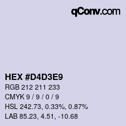 Farbcode: HEX #D4D3E9 | qconv.com