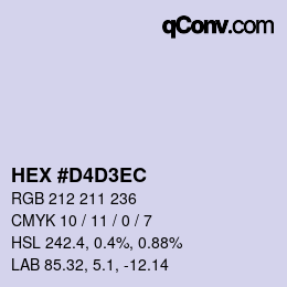 Color code: HEX #D4D3EC | qconv.com