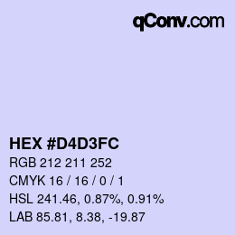 颜色代码: HEX #D4D3FC | qconv.com