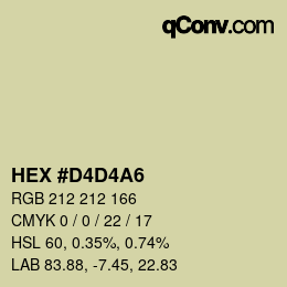 颜色代码: HEX #D4D4A6 | qconv.com