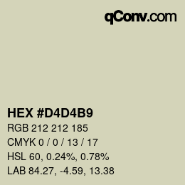 颜色代码: HEX #D4D4B9 | qconv.com