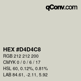 Color code: HEX #D4D4C8 | qconv.com