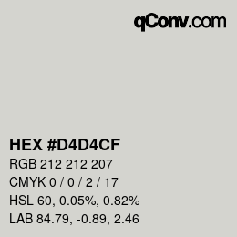 カラーコード: HEX #D4D4CF | qconv.com