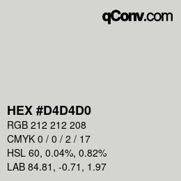 カラーコード: HEX #D4D4D0 | qconv.com