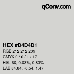 Color code: HEX #D4D4D1 | qconv.com