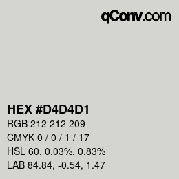 Color code: HEX #D4D4D1 | qconv.com