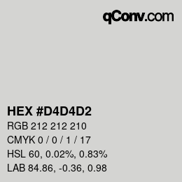 Farbcode: HEX #D4D4D2 | qconv.com