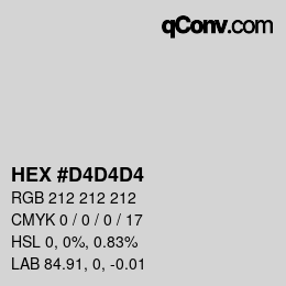 カラーコード: HEX #D4D4D4 | qconv.com