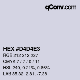 颜色代码: HEX #D4D4E3 | qconv.com