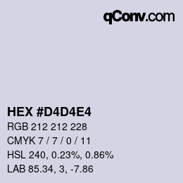 カラーコード: HEX #D4D4E4 | qconv.com