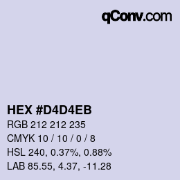 Color code: HEX #D4D4EB | qconv.com