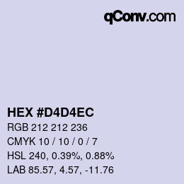 Color code: HEX #D4D4EC | qconv.com