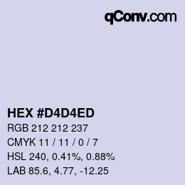 カラーコード: HEX #D4D4ED | qconv.com