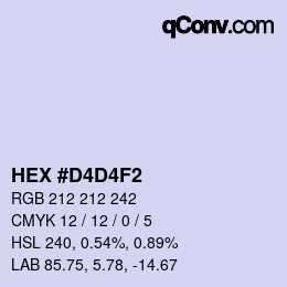 カラーコード: HEX #D4D4F2 | qconv.com