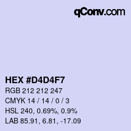 Color code: HEX #D4D4F7 | qconv.com