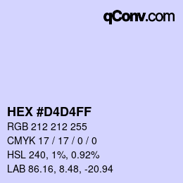 Color code: HEX #D4D4FF | qconv.com