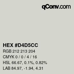 Color code: HEX #D4D5CC | qconv.com