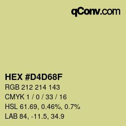 カラーコード: HEX #D4D68F | qconv.com