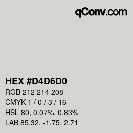 カラーコード: HEX #D4D6D0 | qconv.com