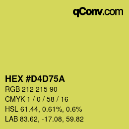 カラーコード: HEX #D4D75A | qconv.com
