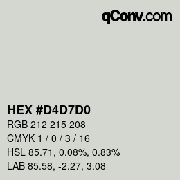颜色代码: HEX #D4D7D0 | qconv.com
