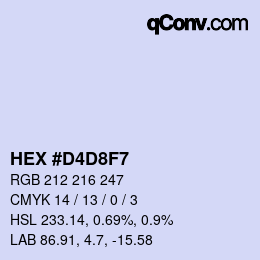 颜色代码: HEX #D4D8F7 | qconv.com