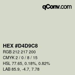 Color code: HEX #D4D9C8 | qconv.com