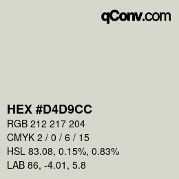 カラーコード: HEX #D4D9CC | qconv.com