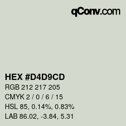 颜色代码: HEX #D4D9CD | qconv.com