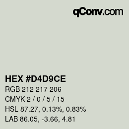 Color code: HEX #D4D9CE | qconv.com
